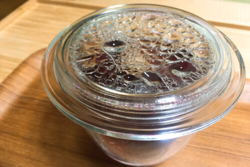 余ったWECKのガラス蓋をティーカップの蓋として使う