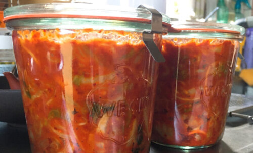 ニオイが強いキムチはWECKにパッキンを着けてで密閉